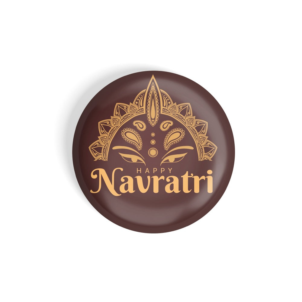 dhcrafts Round Fridge Magnet Brown Navaratri D1 Glossy Finish Design Pack of 1 (75 mm)